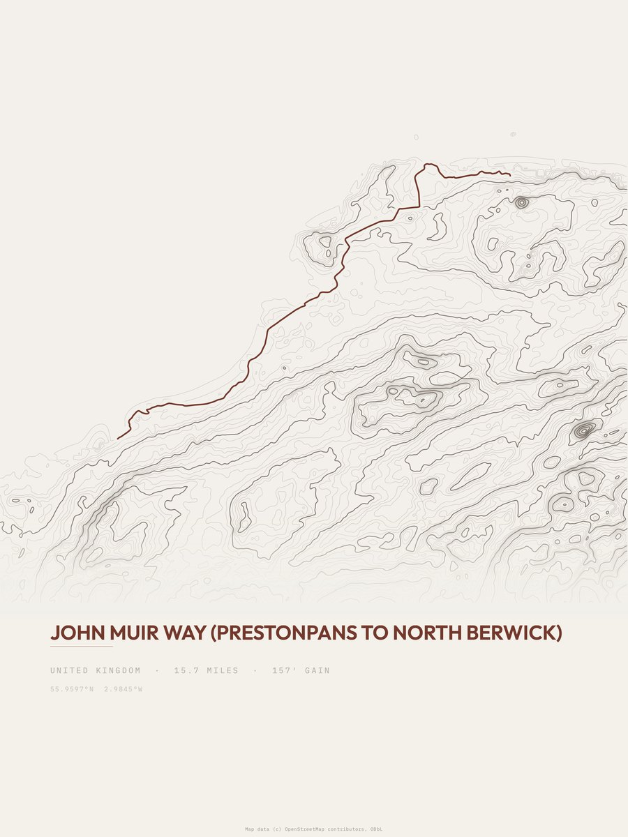 John Muir Way Topographic print