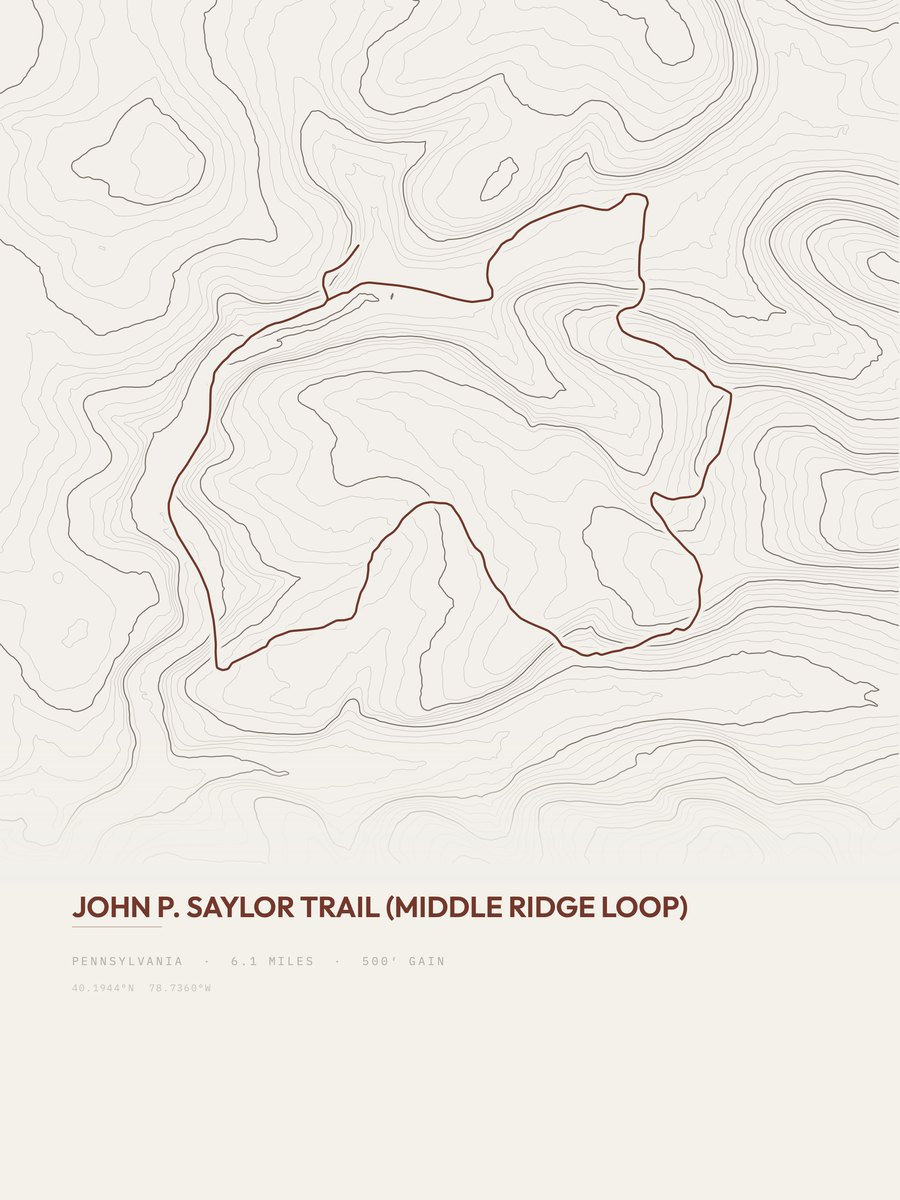 John P. Saylor Trail Topographic print