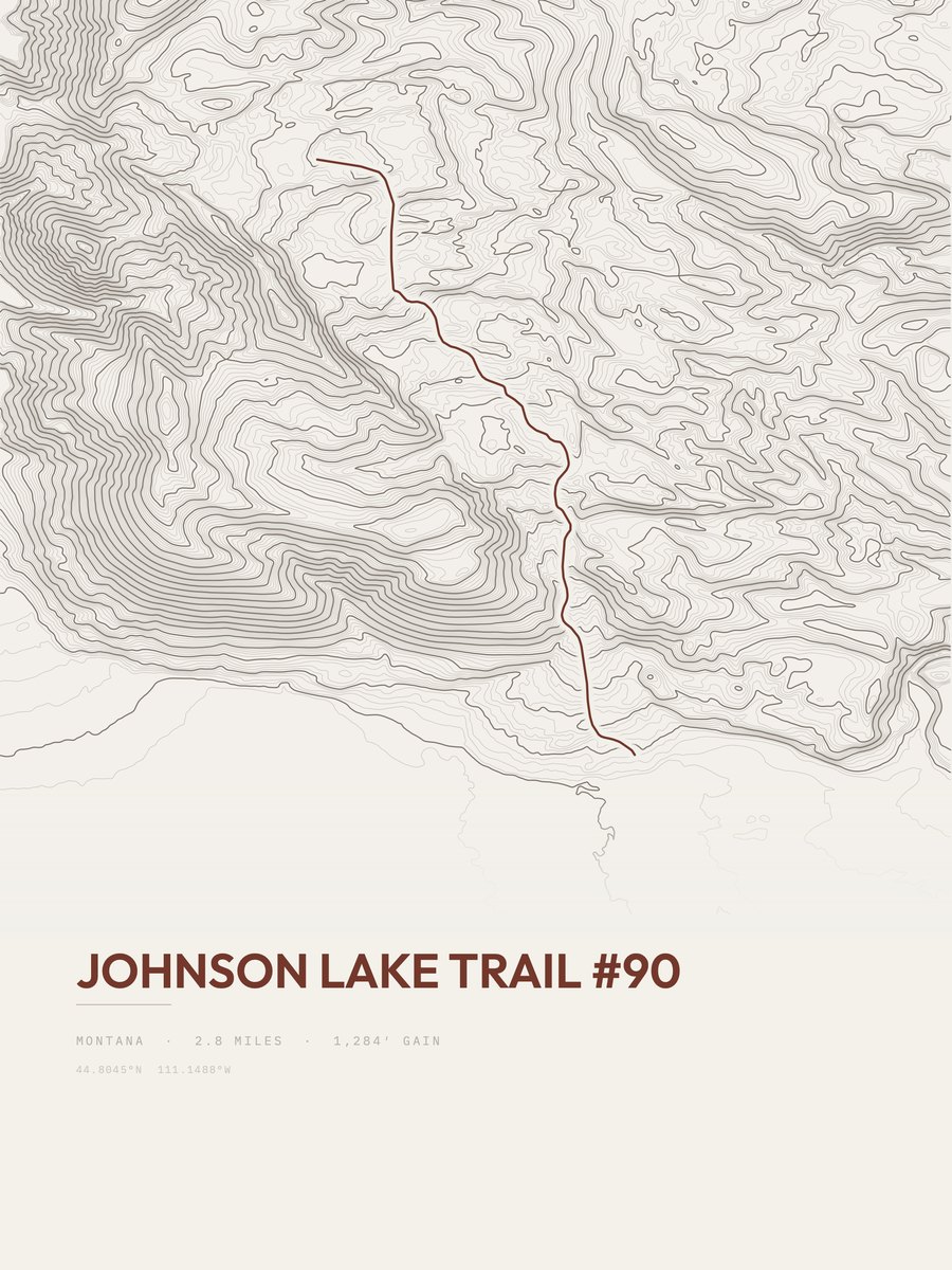 Johnson Lake Trail Topographic print