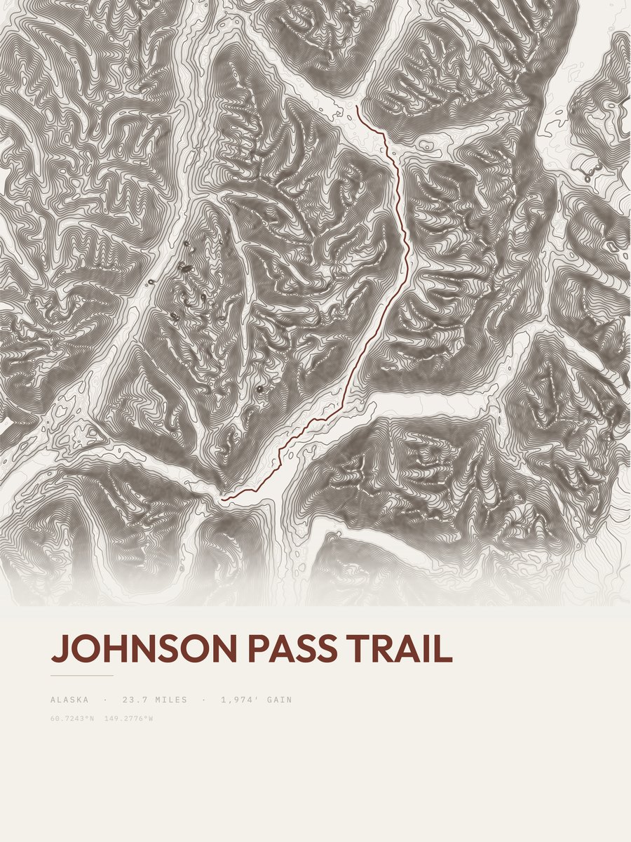 Johnson Pass Trail topographic trail print