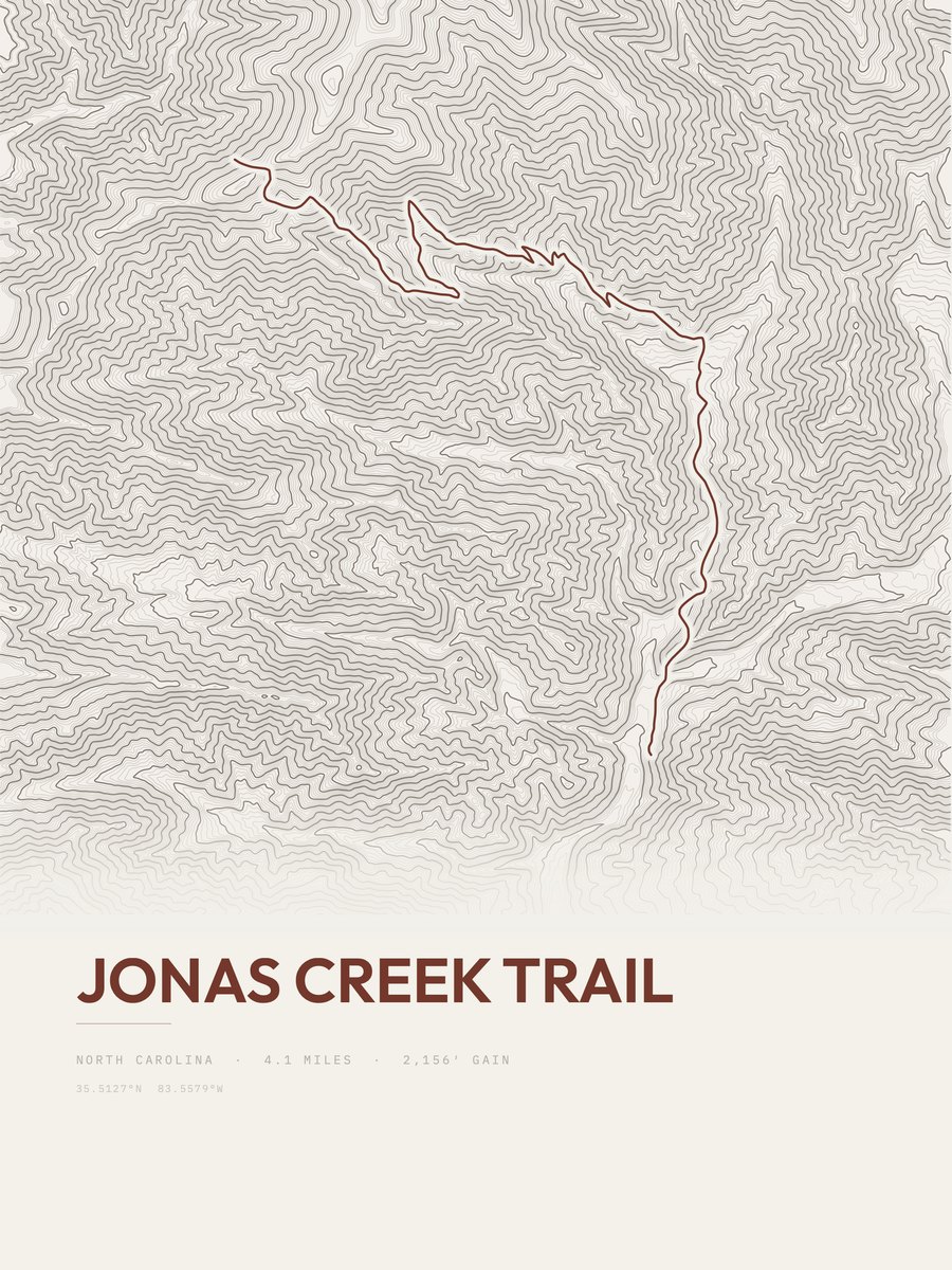 Jonas Creek Trail Topographic print