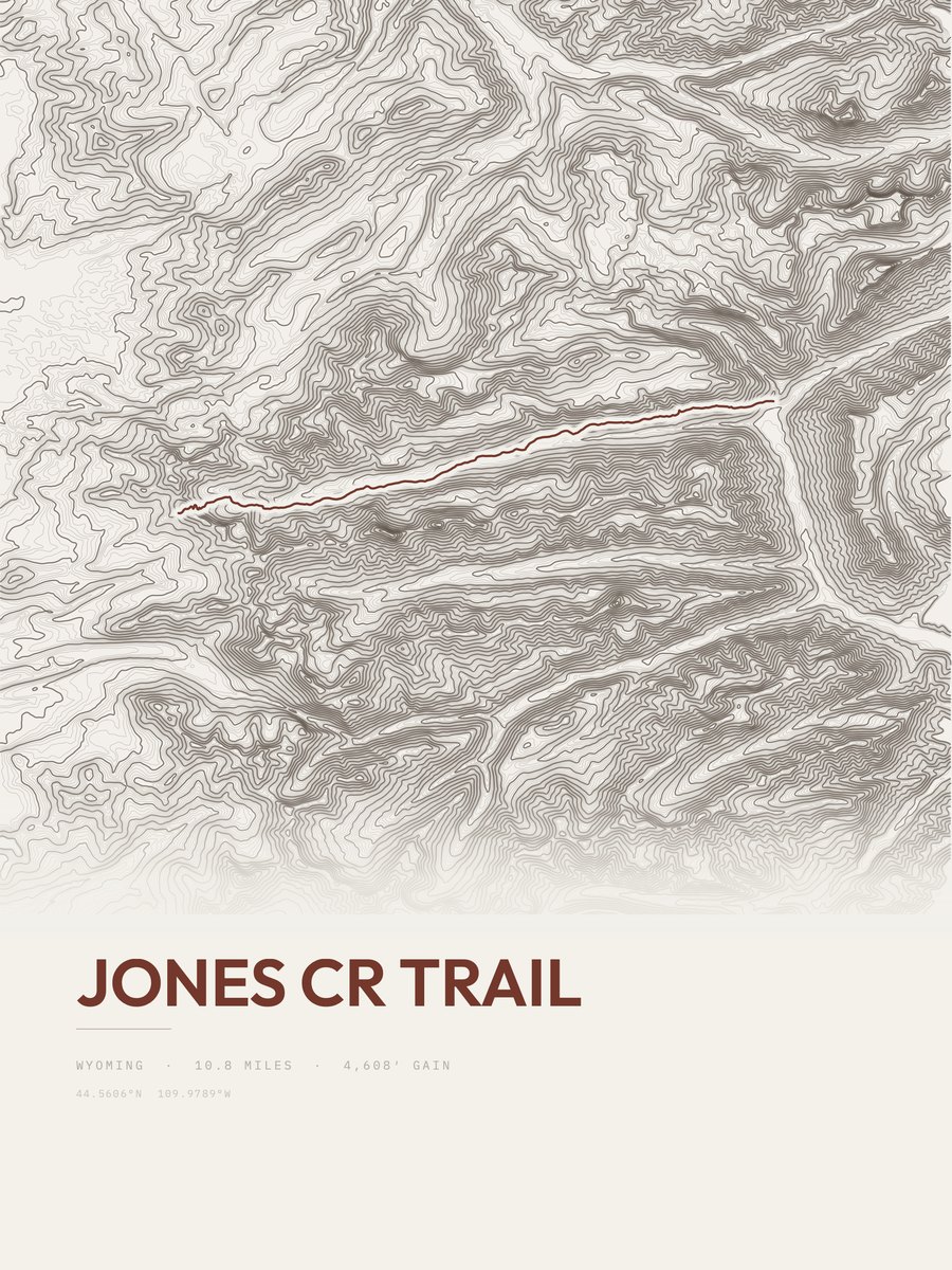 Jones Cr Trail topographic trail print