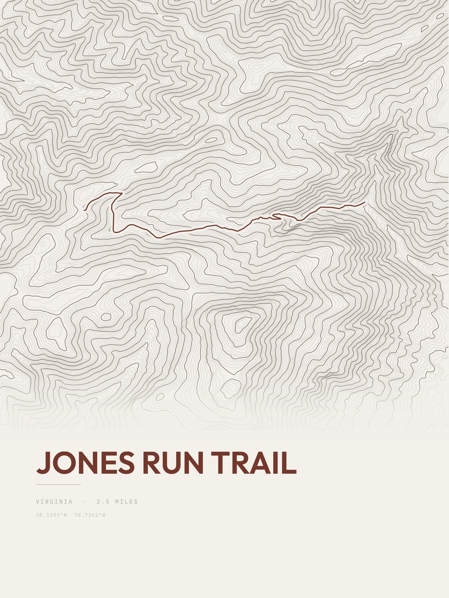 Jones Run Trail topographic trail print