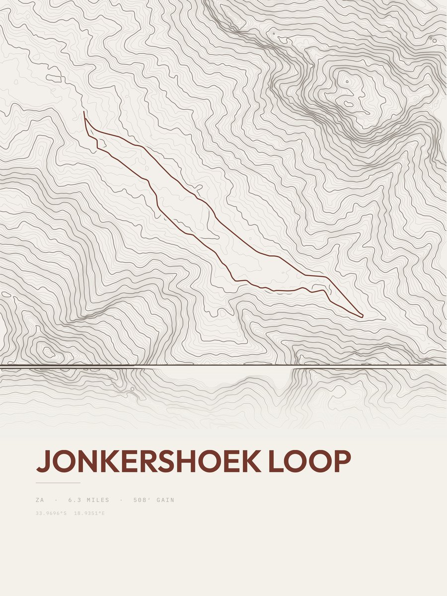 Jonkershoek Loop topographic trail print