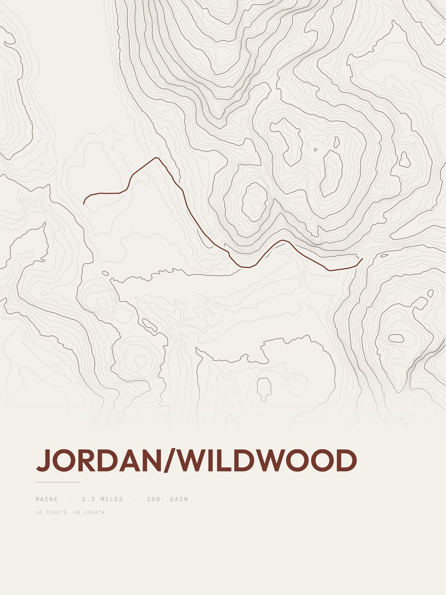 Jordan / Wildwood topographic trail print
