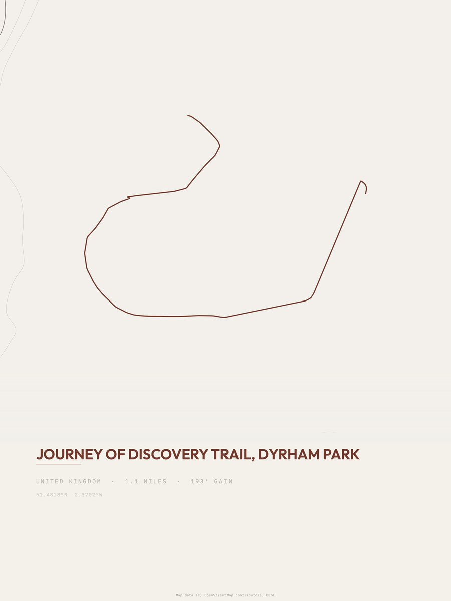 Journey of Discovery trail Topographic print