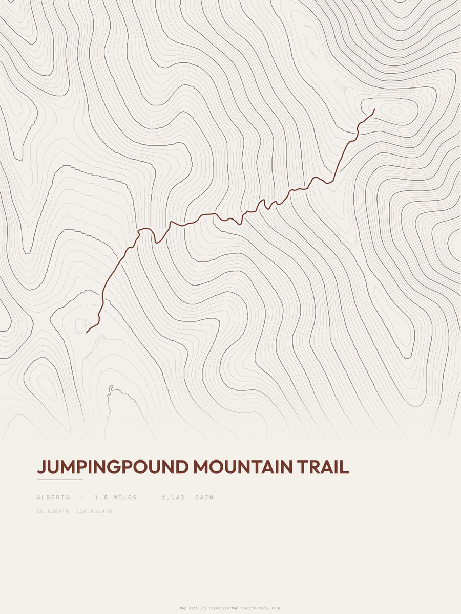 Jumpingpound Mountain Trail Topographic print