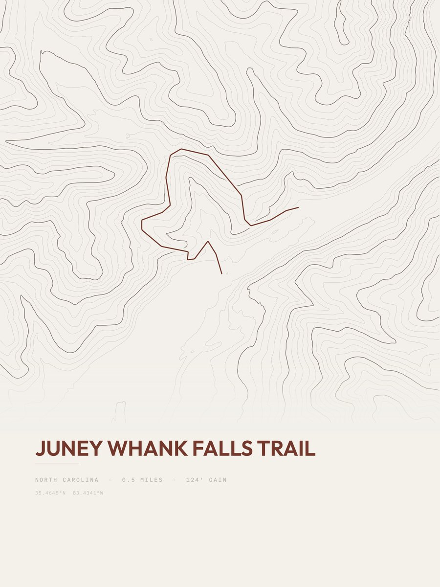 Juney Whank Falls Trail Topographic print