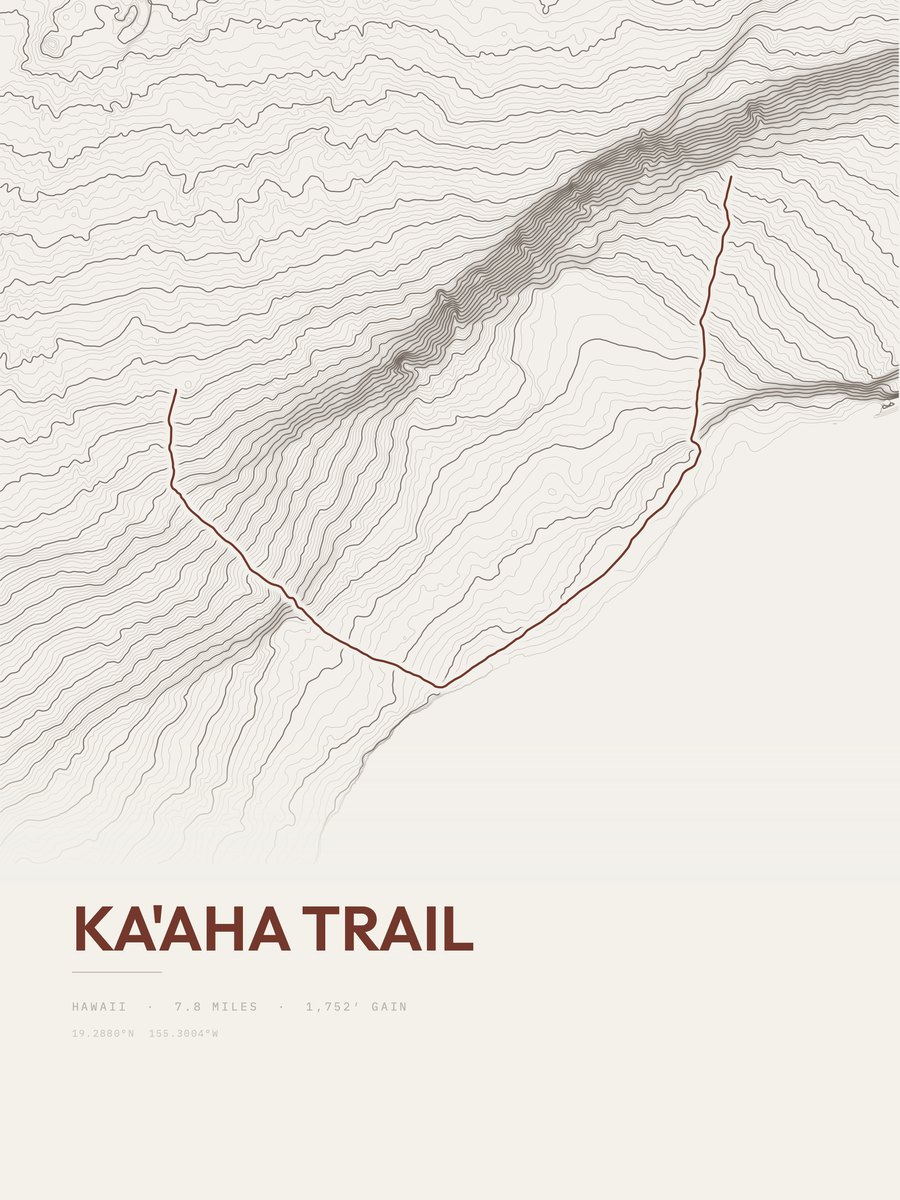 Ka'aha Trail topographic trail print
