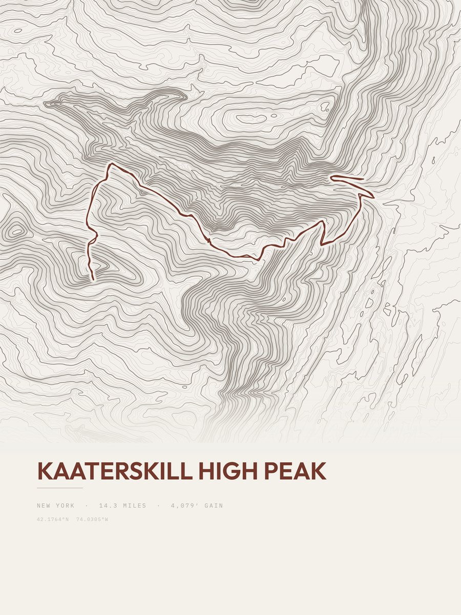 Kaaterskill High Peak topographic trail print