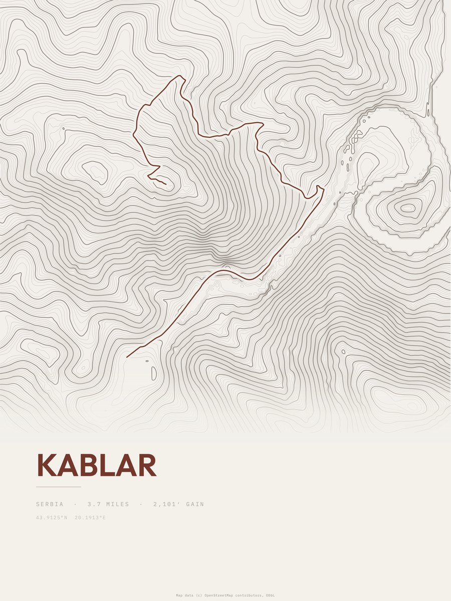 Kablar topographic trail print