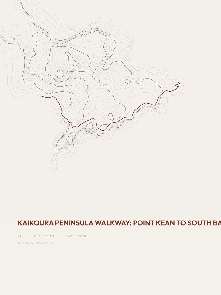 Kaikoura Peninsula Walkway topographic trail print