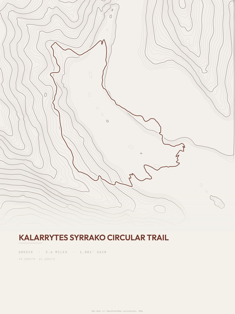 Kalarrytes Syrrako topographic trail print