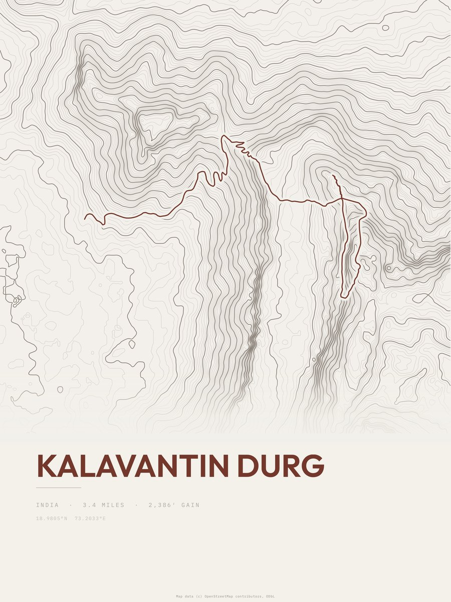 Kalavantin Durg topographic trail print