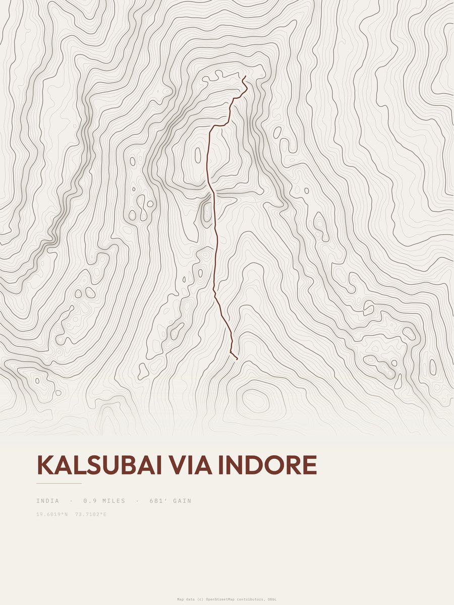 Kalsubai topographic trail print