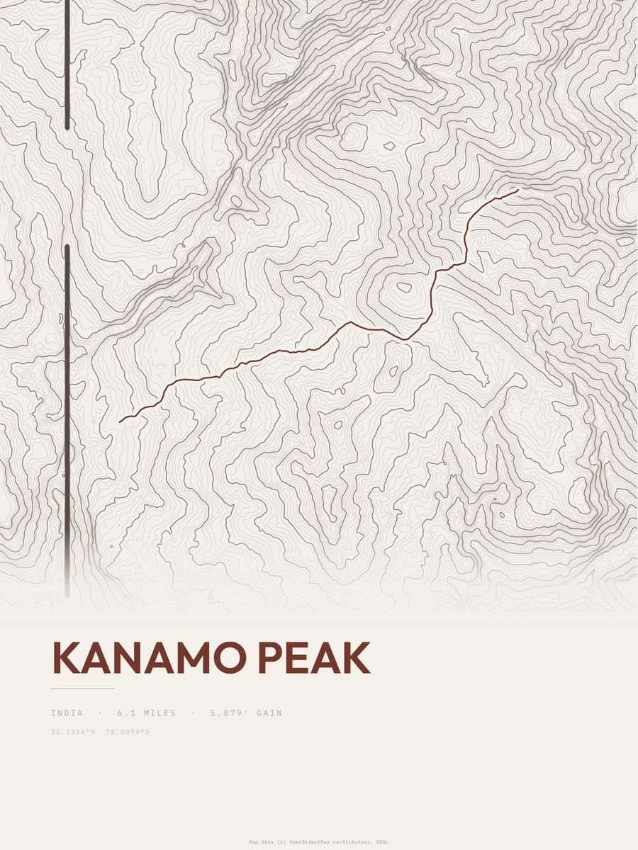 Kanamo Peak Topographic print