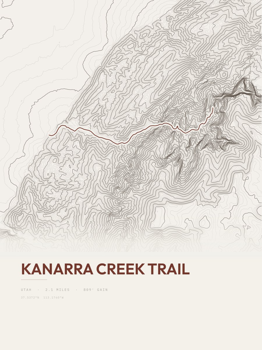Kanarra Creek Trail Topographic print