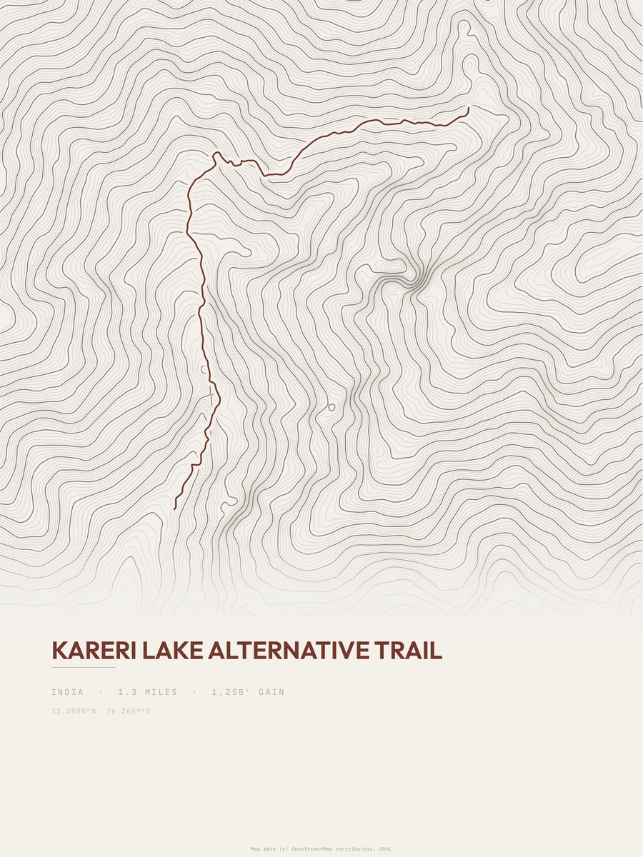 Kareri Lake Alternative Trail topographic trail print