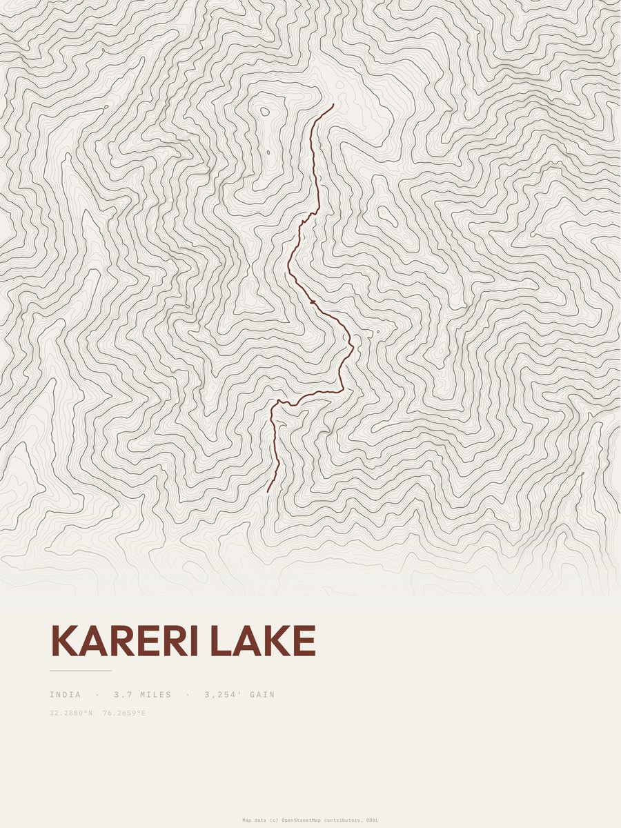 Kareri Lake topographic trail print
