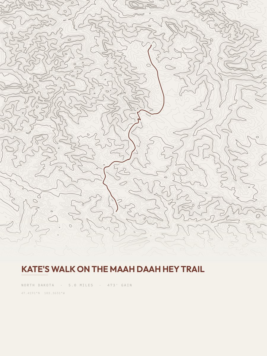 Kate's Walk topographic trail print
