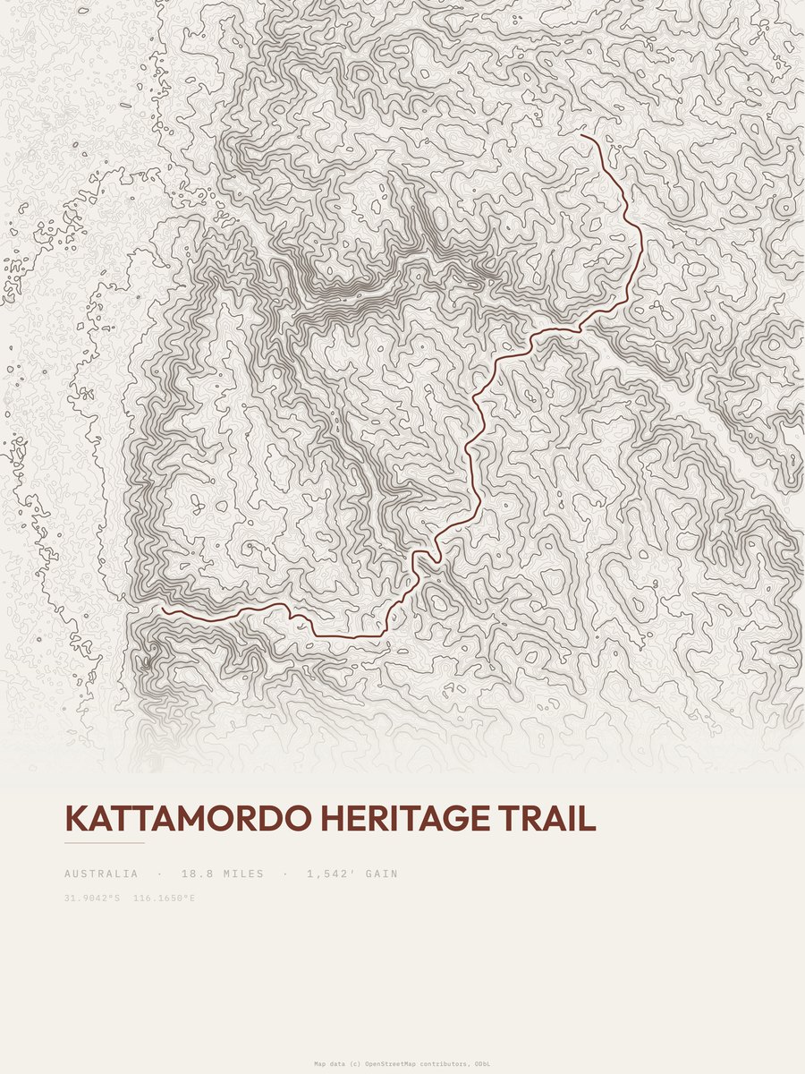 Kattamordo Heritage Trail topographic trail print