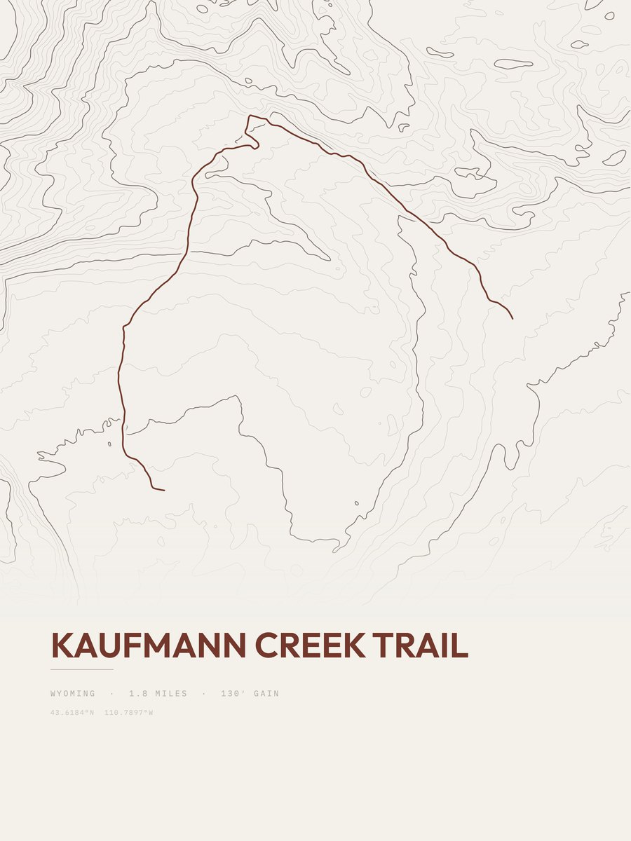 Kaufmann Creek Trail topographic trail print
