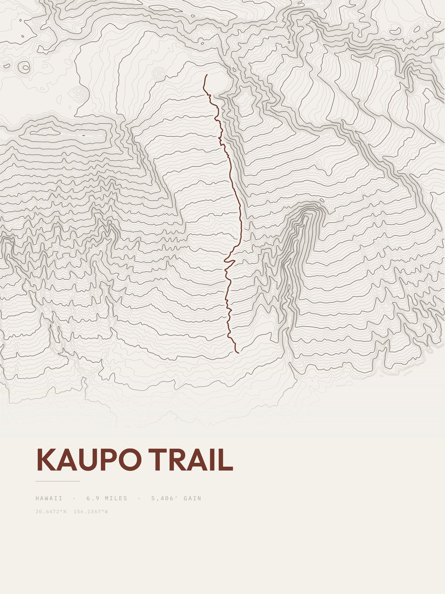 Kaupo Trail topographic trail print