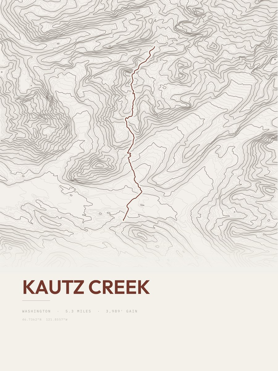 Kautz Creek topographic trail print