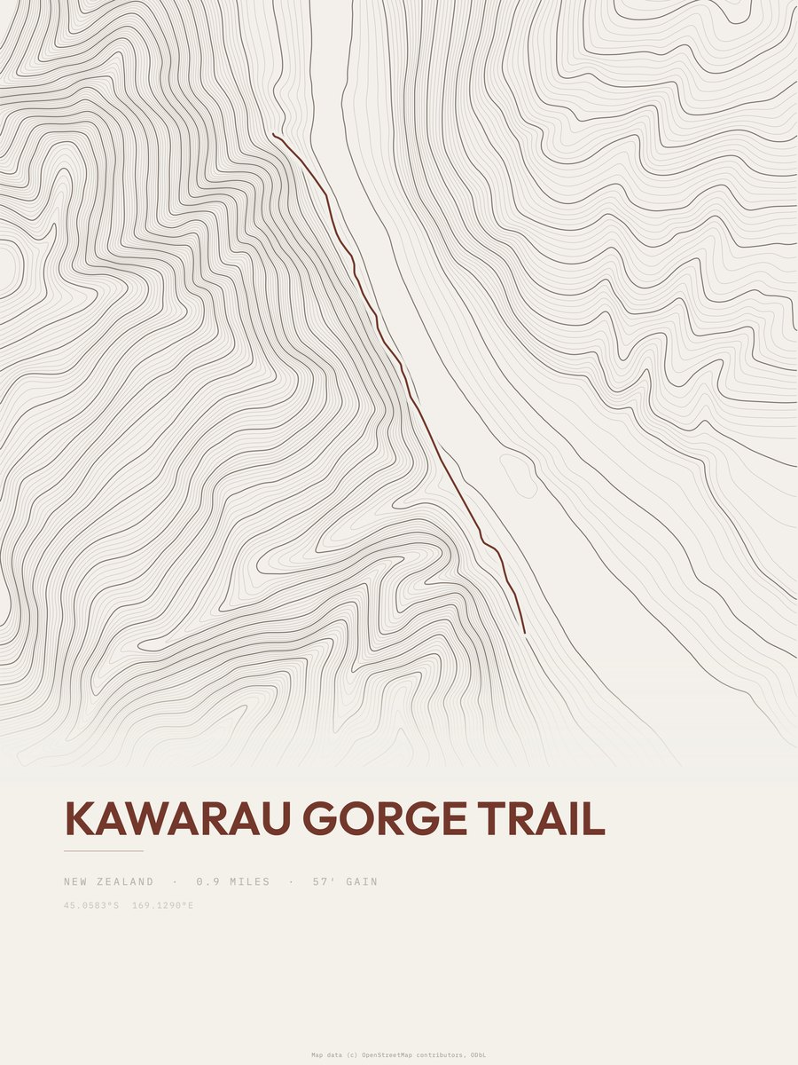 Kawarau Gorge Trail Topographic print