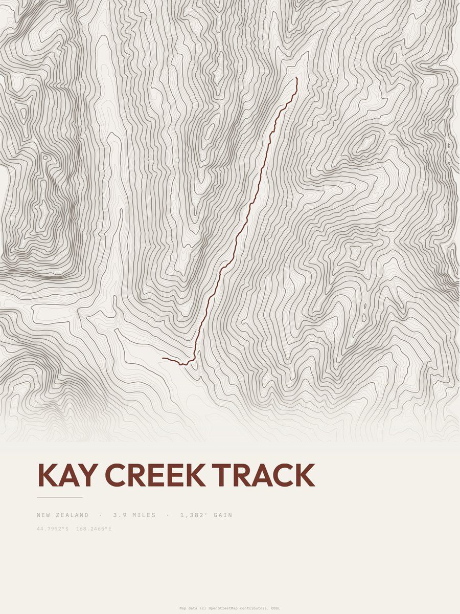 Kay Creek Track Topographic print