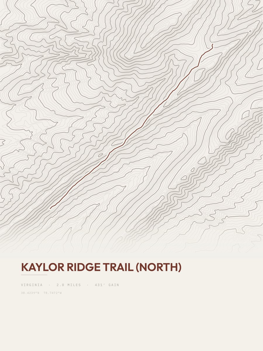 Kaylor Ridge Trail (North) topographic trail print