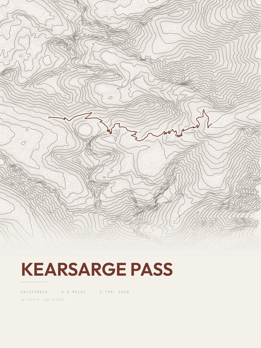 Kearsarge Pass Topographic print