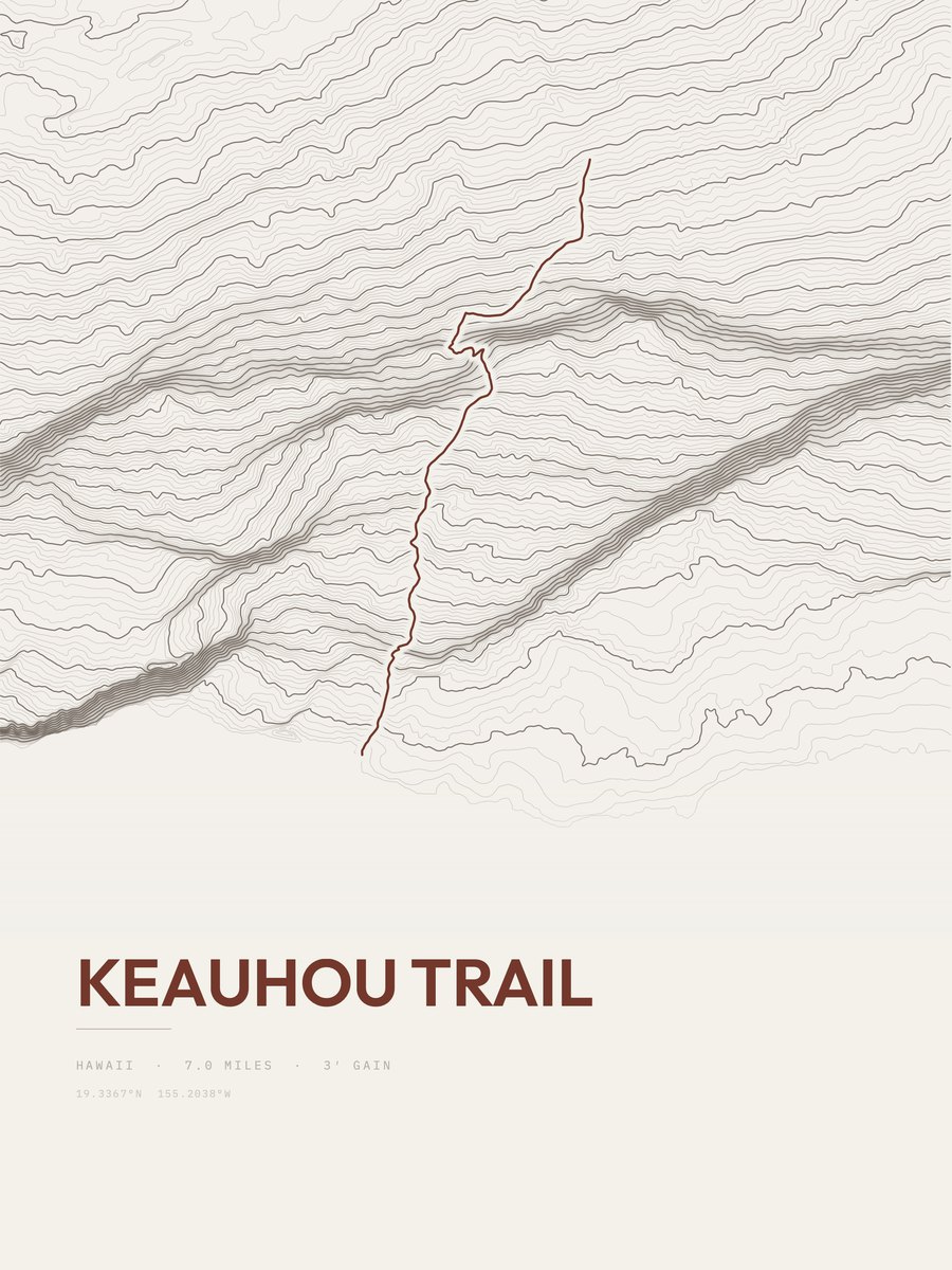 Keauhou Trail topographic trail print