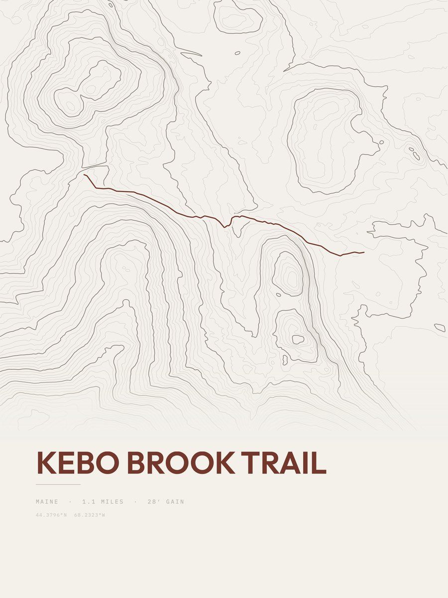 Kebo Brook Trail topographic trail print