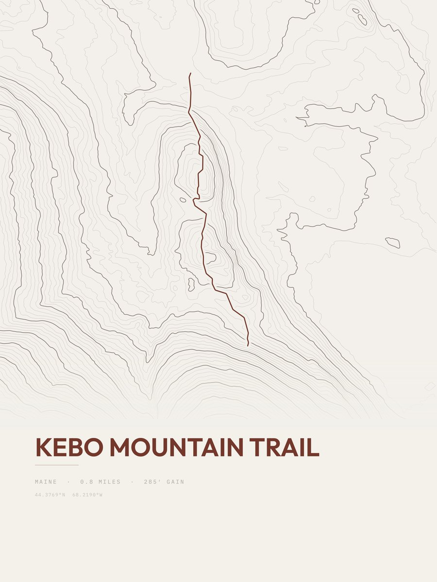 Kebo Mountain Trail Topographic print