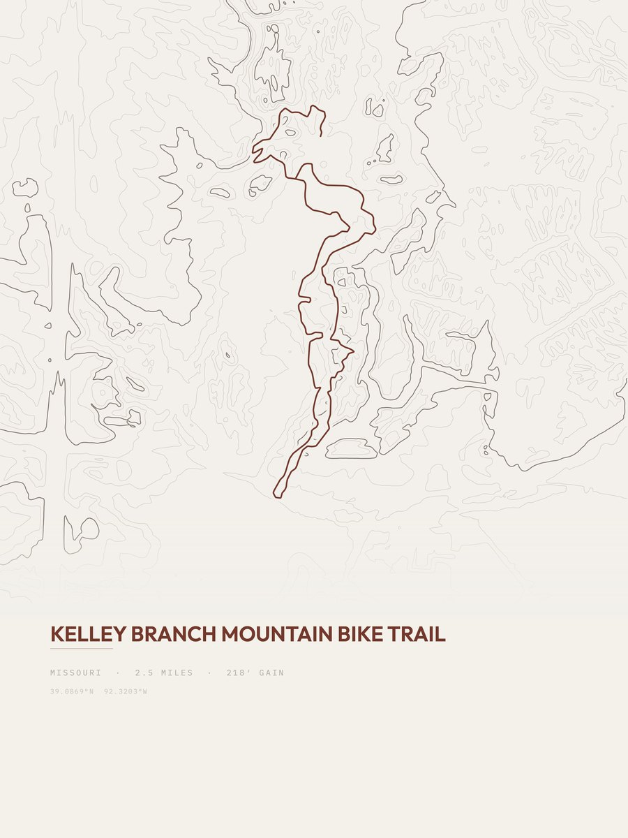 Kelley Branch topographic trail print