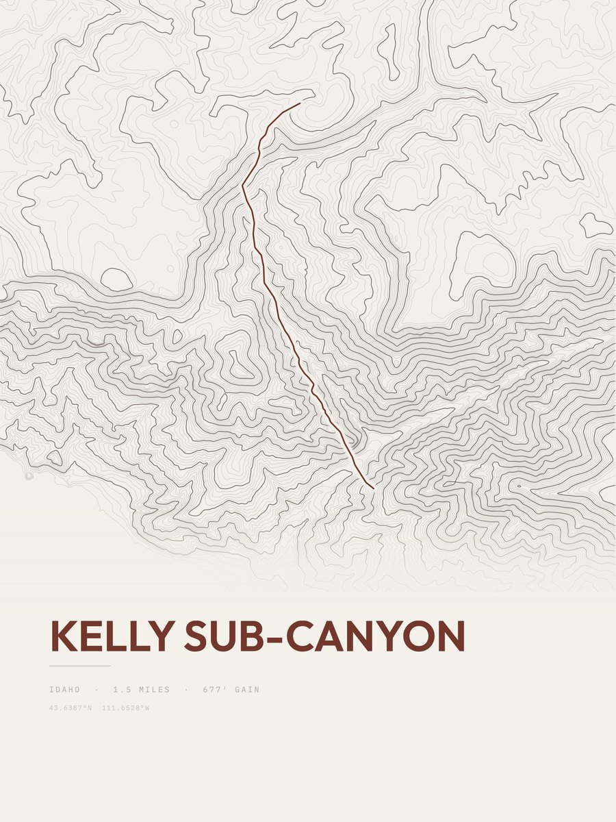 Kelly Sub-Canyon topographic trail print