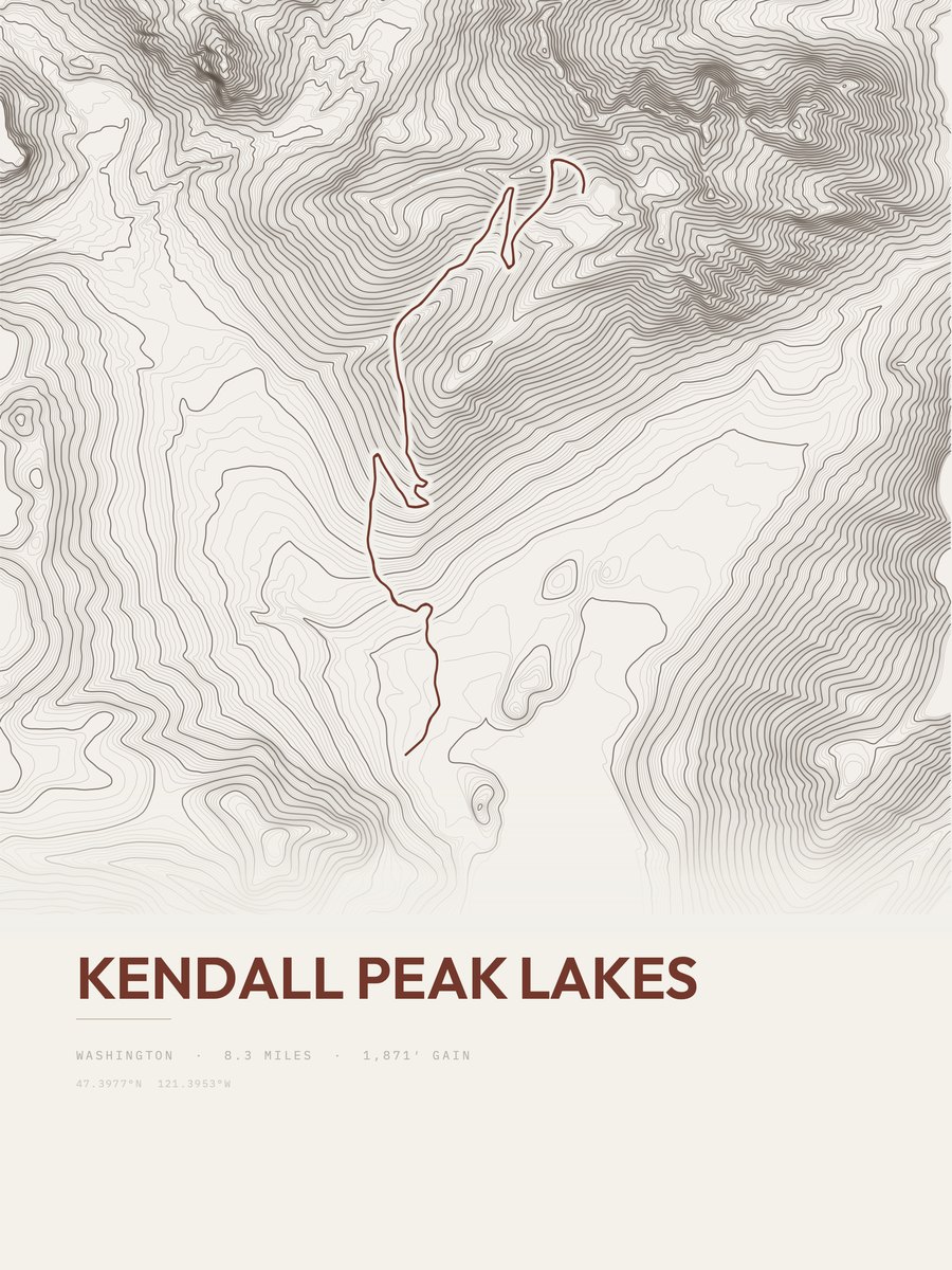 Kendall Peak Lakes Topographic print