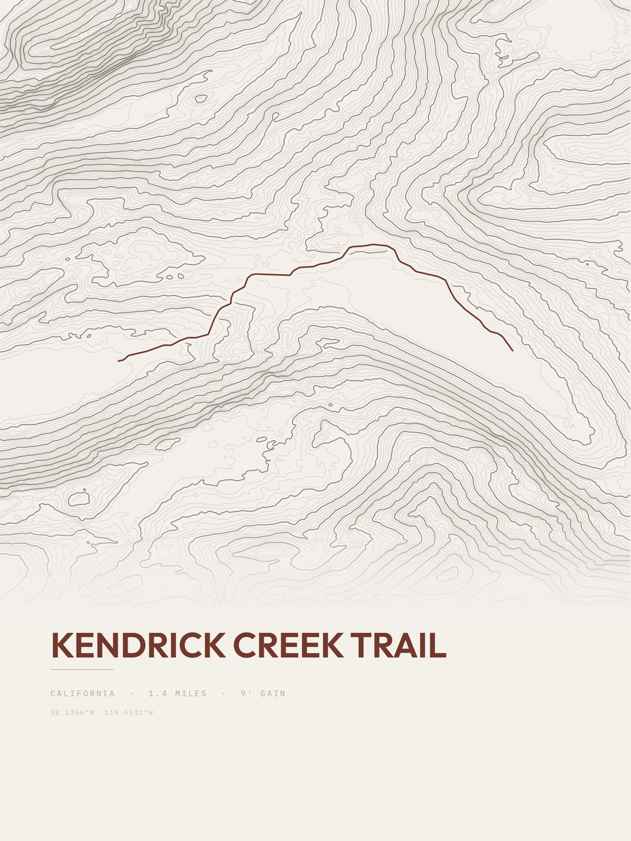Kendrick Creek Trail topographic trail print