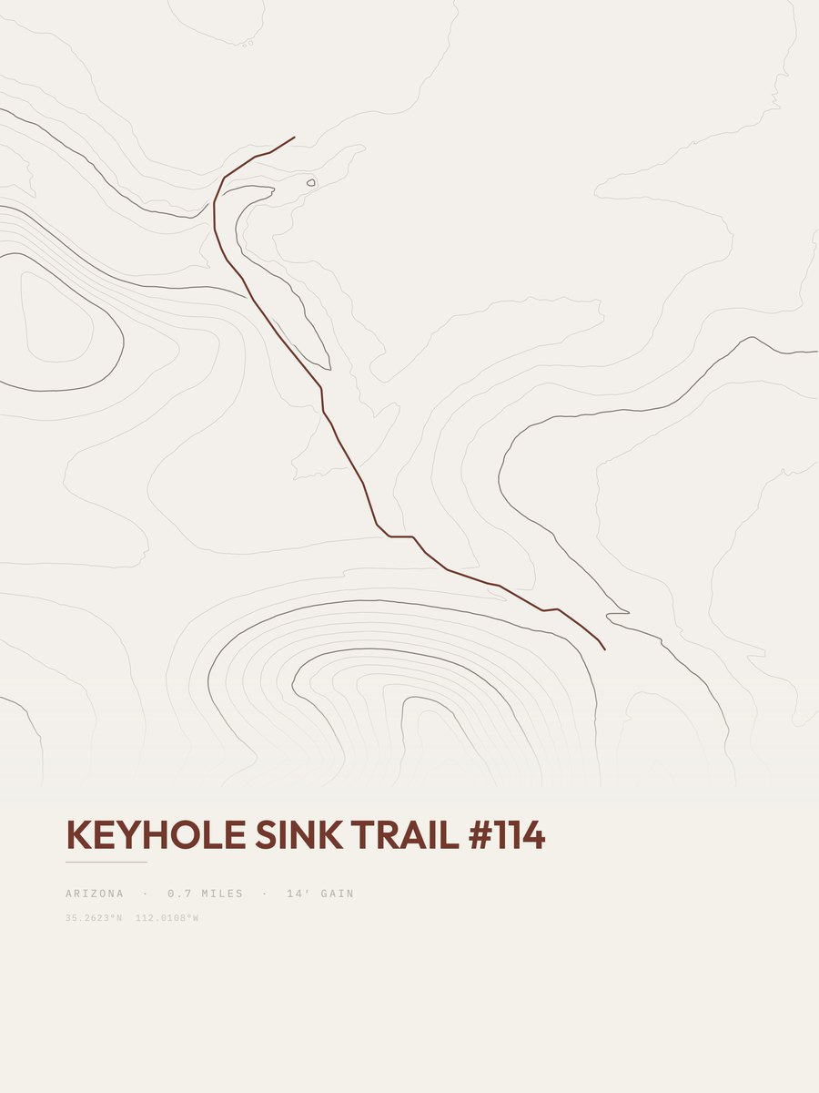 Keyhole Sink Trail Topographic print