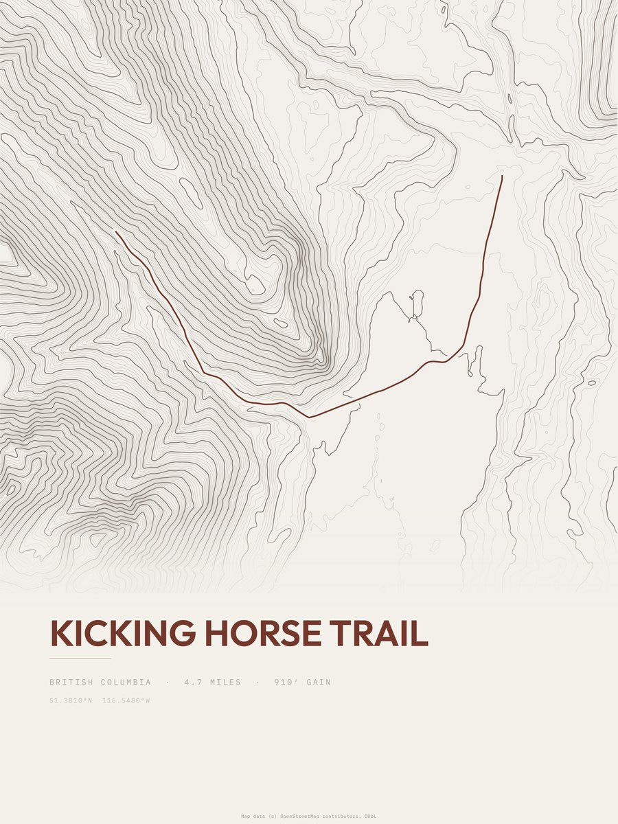 Kicking Horse Trail Topographic print