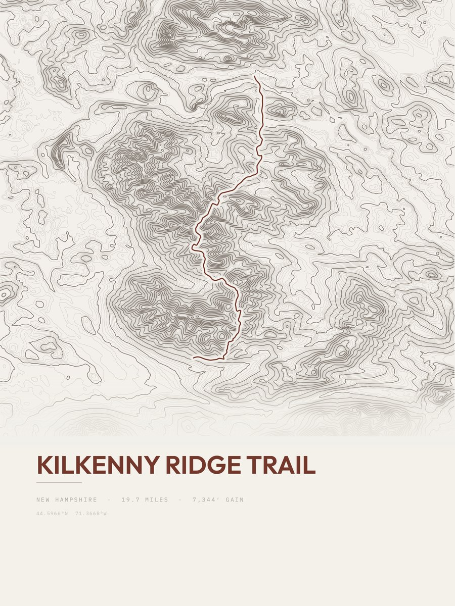 Kilkenny Ridge Trail Topographic print