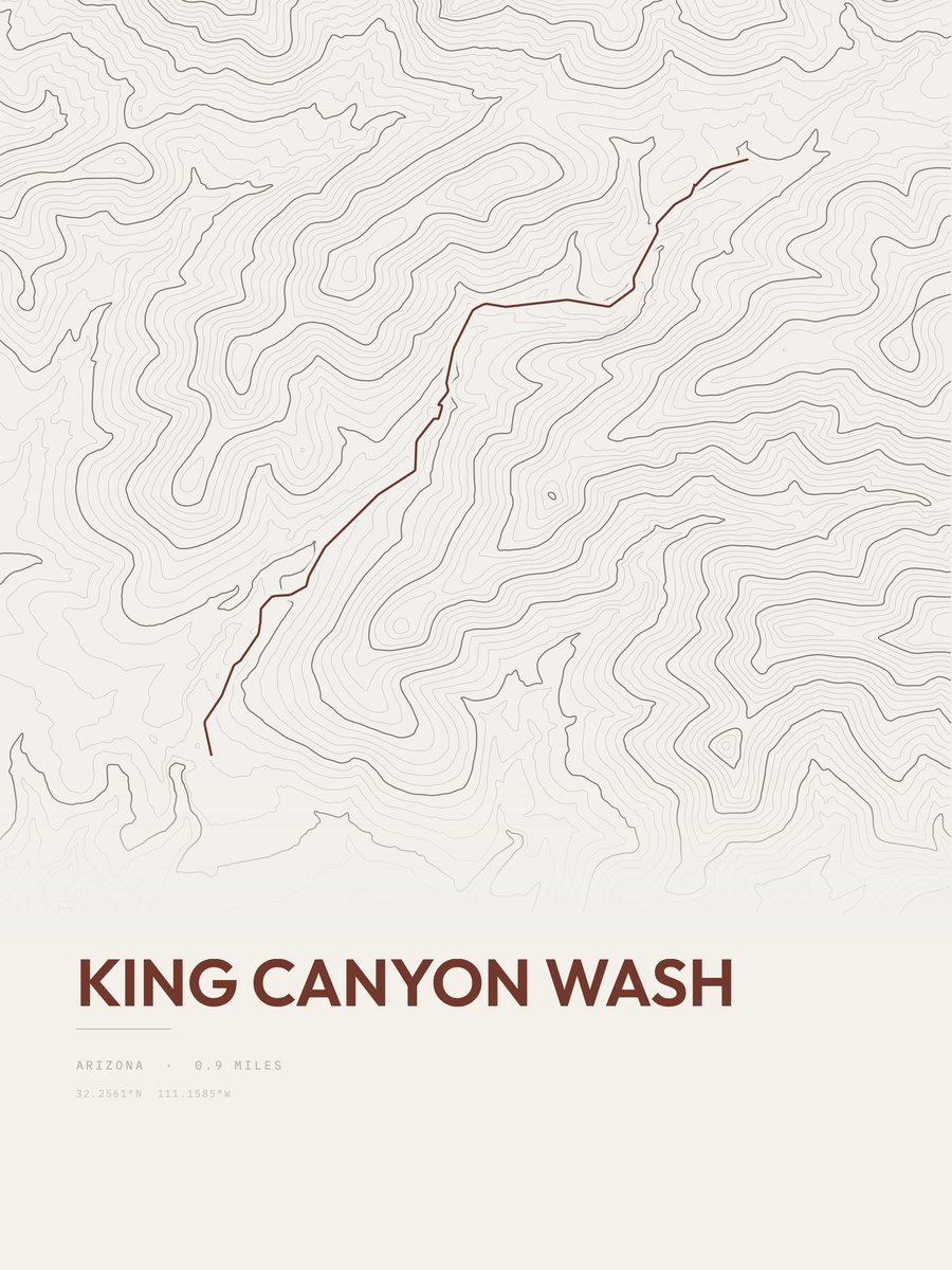 King Canyon Wash topographic trail print