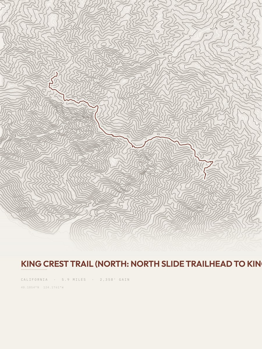 King Crest Trail Topographic print