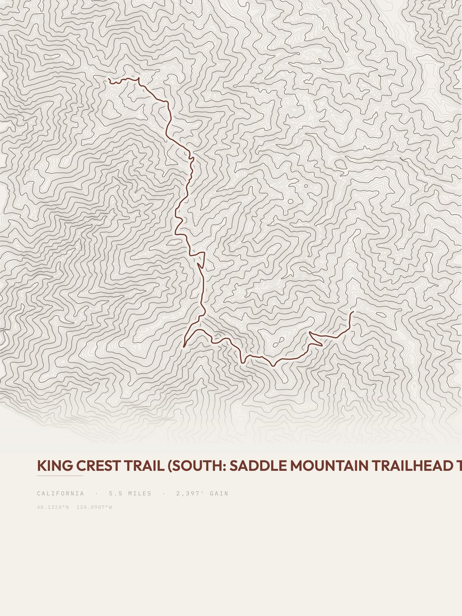 King Crest Trail Topographic print