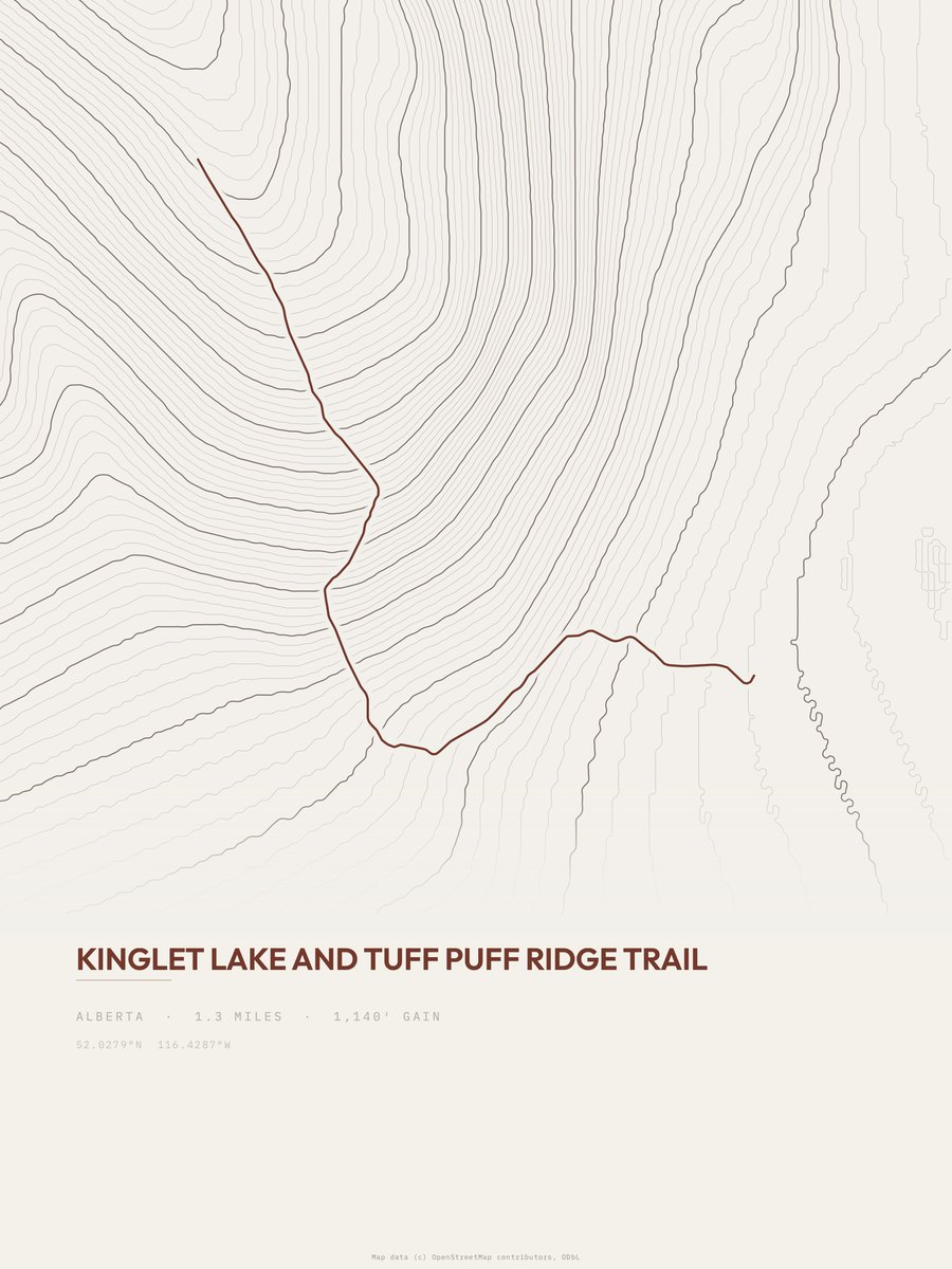 Kinglet Lake and Tuff Puff Ridge topographic trail print