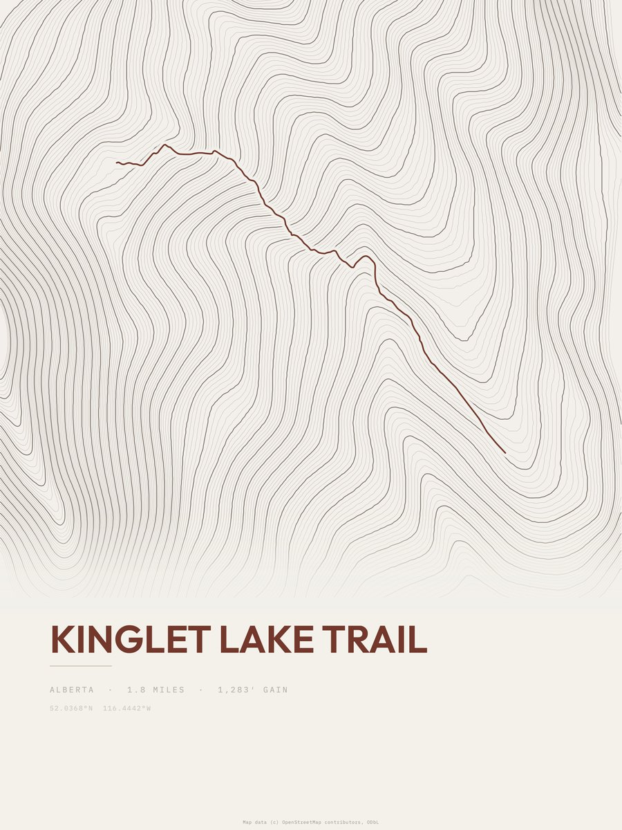 Kinglet Lake Trail topographic trail print