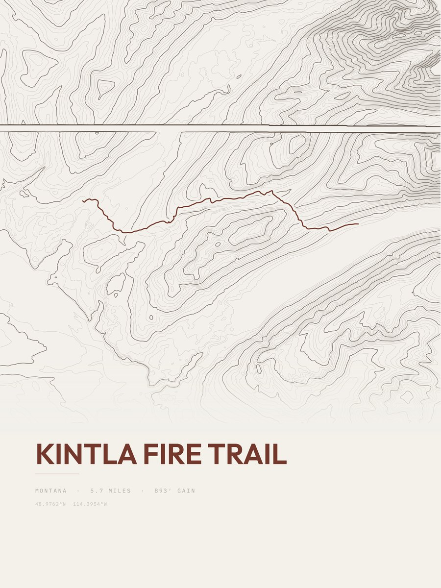 Kintla Fire Trail Topographic print