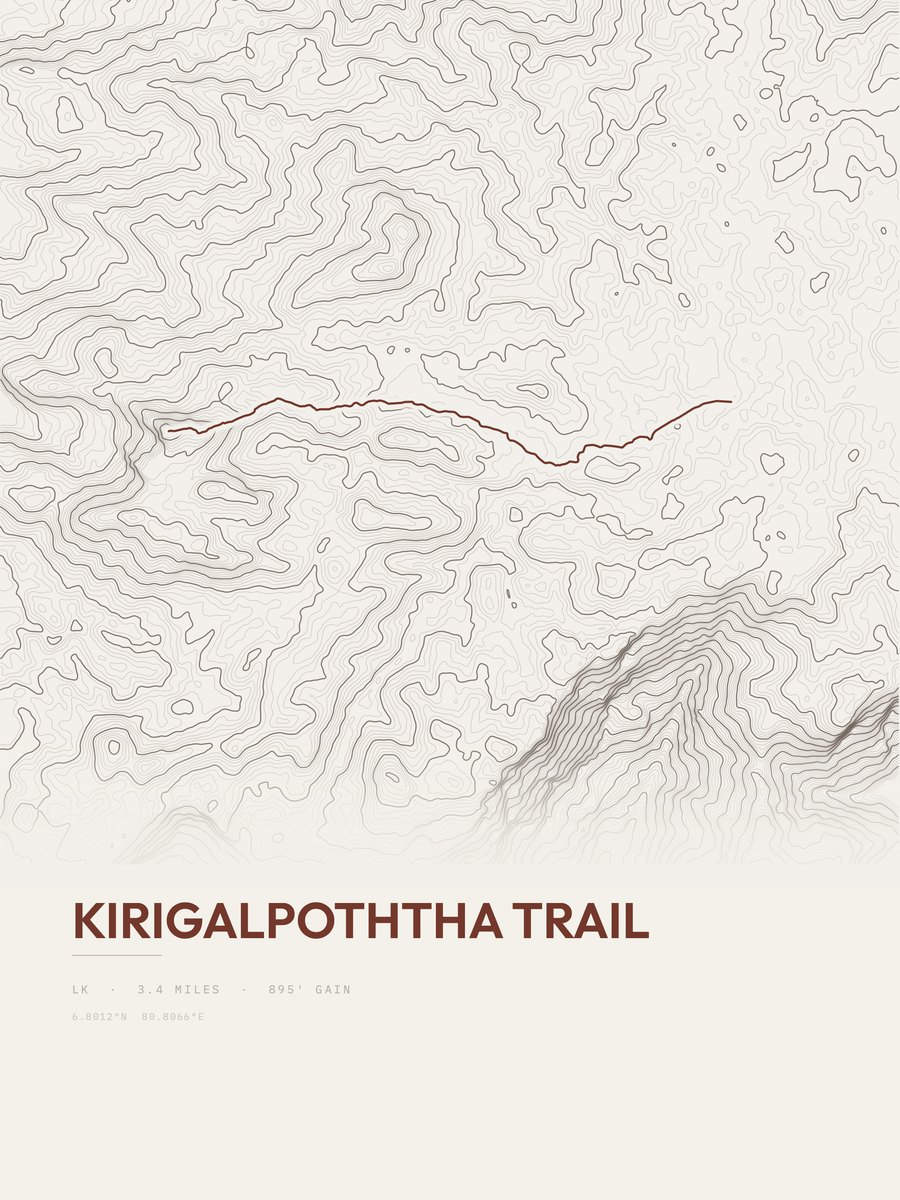 Kirigalpoththa Trail Topographic print