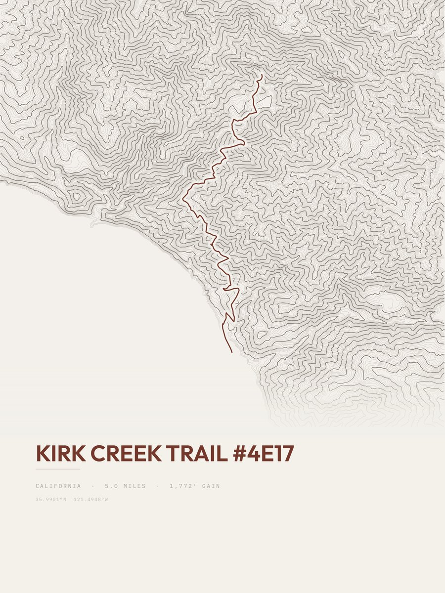 Kirk Creek Trail Topographic print